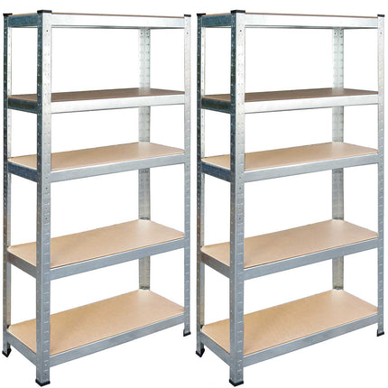 Opbevaringsreol i metal - Sæt med 2 stk. 180 x 90 x 40 cm til garage, kælder og butik