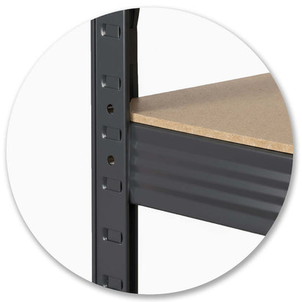 Metalreol med arbejdsplade 180 x 100 x 60 cm – 5 hylder, bærer op til 175 kg pr. hylde – sort
