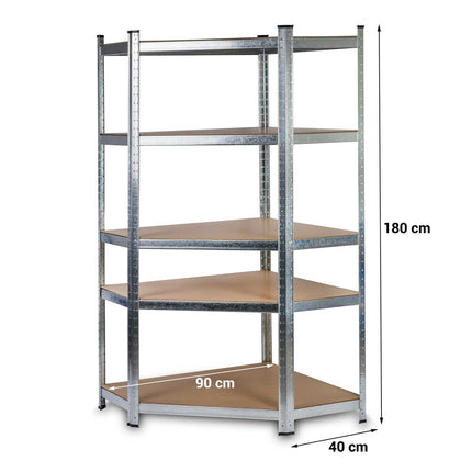 Funktionel metalhylde 180 x 90 x 40 cm til garage, kælder og butik