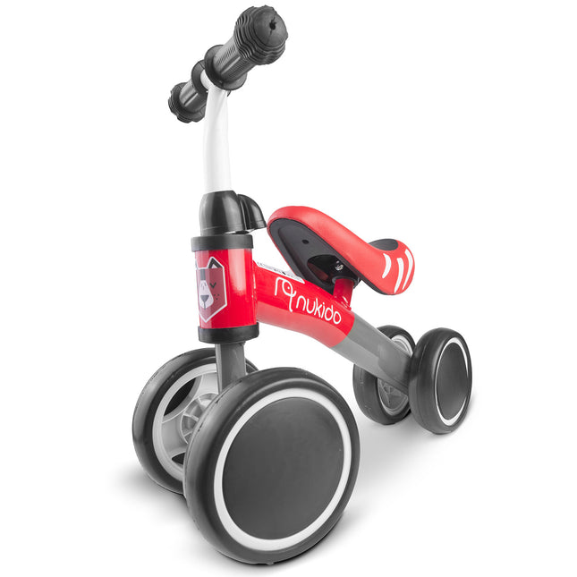 Løbecykel til børn med 4 små hjul, metalstel og skumsæde
