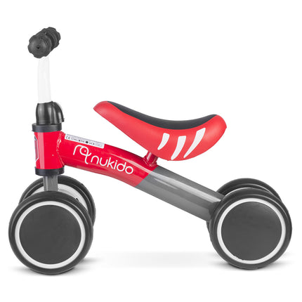 Løbecykel til børn med 4 små hjul, metalstel og skumsæde