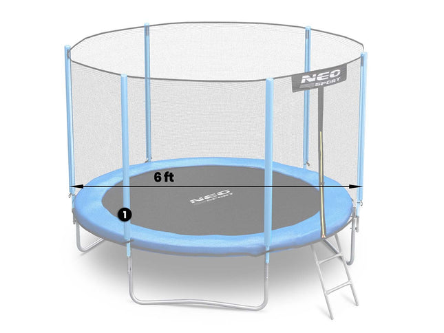 Nedre stolpe til trampolin 183 cm (6 ft) med udvendigt og indvendigt net – blå