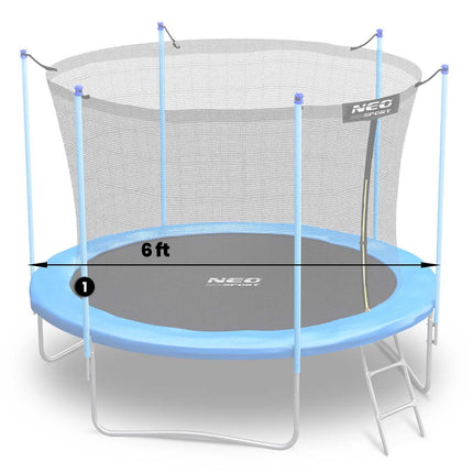 Nedre stolpe til trampolin 183 cm (6 ft) med udvendigt og indvendigt net – blå