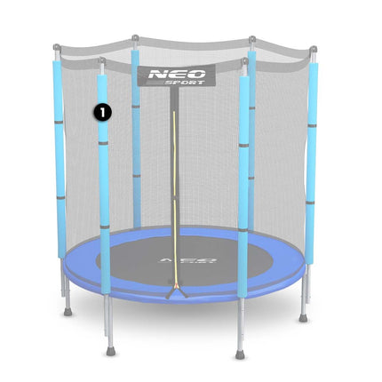 Topstolpe til trampolin med udvendigt net, 140 cm (4,5 fod), blå