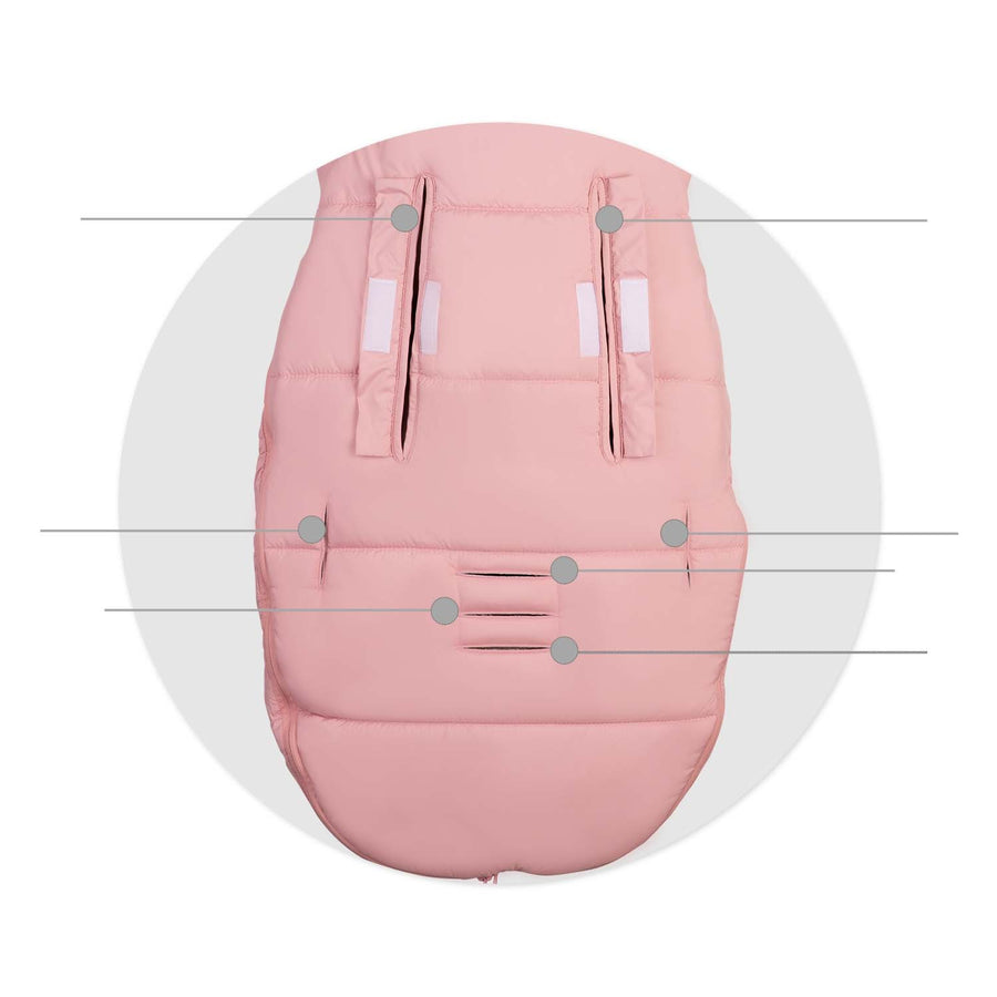 Kørepose til klapvogn og kælk 95 x 48 cm – vandtæt, vindtæt, åndbar, aftageligt pelsfor – rosa