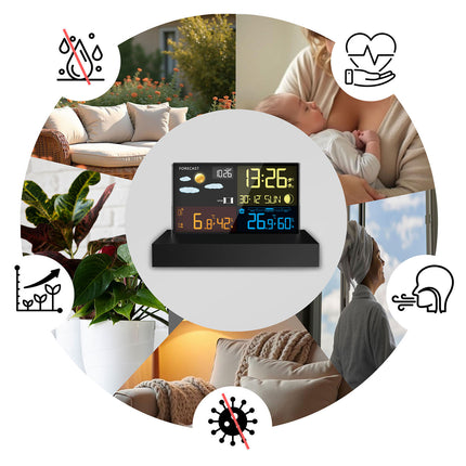 Trådløs Vejrstation med Hygrometer og Vejrudsigtsfunktion - Sort