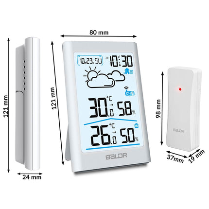 Trådløs vejrstation med hygrometer og ekstern sensor til indendørs og udendørs brug