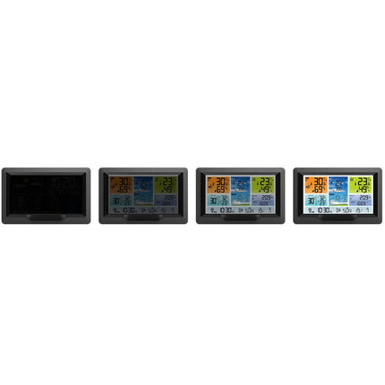 Trådløs vejrstation med farvedisplay og multifunktionel sensor til indendørs og udendørs brug