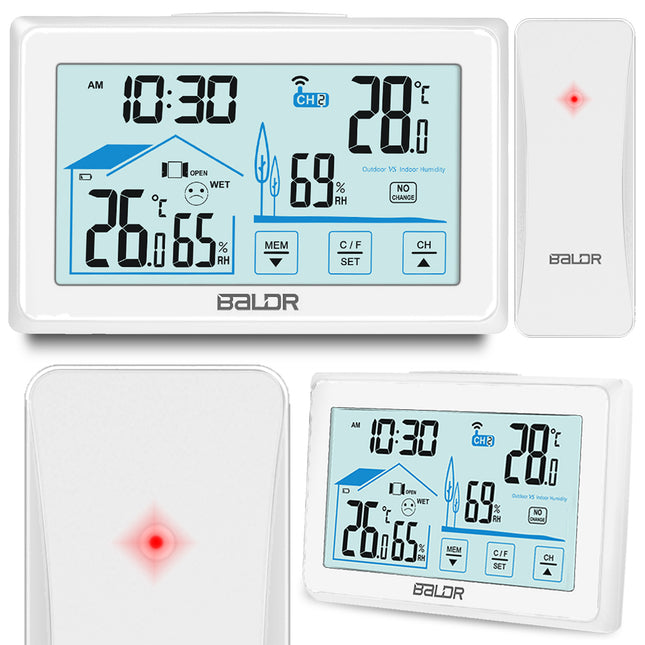 Trådløs vejrstation med hygrometer og komfortindikator til indendørs og udendørs brug