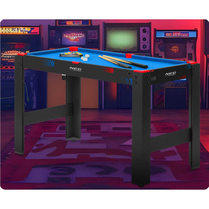 5-i-1 spillebord til hjemmet – kombineret billard-, airhockey-, bordtennis-, bueskydnings- og basketballbord med tilbehør og justerbare ben