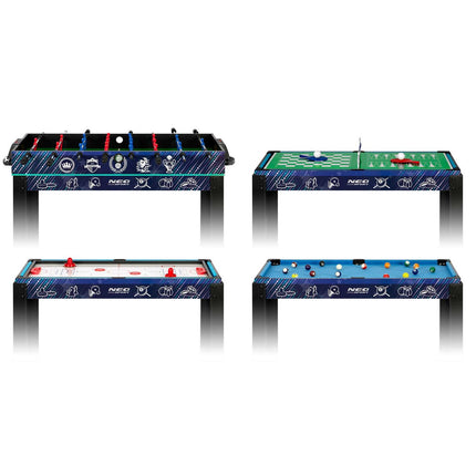 12-i-1 Spillebord til Underholdning med Bordfodbold, Billard, Airhockey og Mere - 106x59 cm
