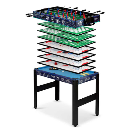 12-i-1 Spillebord til Underholdning med Bordfodbold, Billard, Airhockey og Mere - 106x59 cm