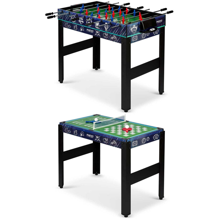 12-i-1 Spillebord til Underholdning med Bordfodbold, Billard, Airhockey og Mere - 106x59 cm