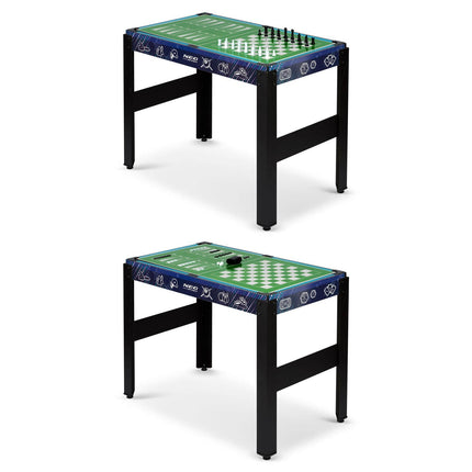 12-i-1 Spillebord til Underholdning med Bordfodbold, Billard, Airhockey og Mere - 106x59 cm