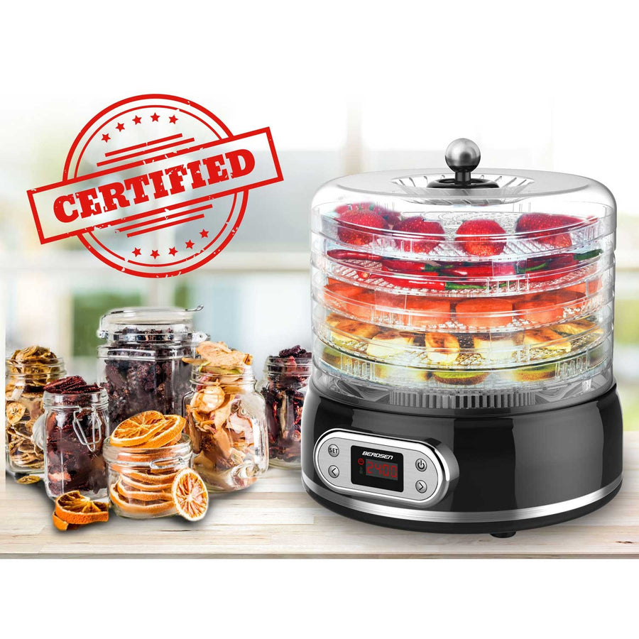 Maddehydrator til tørret frugt, grøntsager, svampe og kød - 10 liter kapacitet med temperaturkontrol 35-70°C
