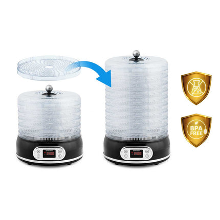 Maddehydrator til tørret frugt, grøntsager, svampe og kød - 10 liter kapacitet med temperaturkontrol 35-70°C