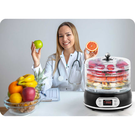Maddehydrator til tørret frugt, grøntsager, svampe og kød - 10 liter kapacitet med temperaturkontrol 35-70°C