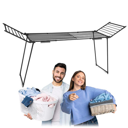 Teleskopisk tørrestativ med 27 m² tørreflade - foldbart og pladsbesparende design