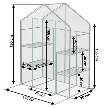 Havedrivhus 195x140 cm til dyrkning af planter og grøntsager på altan eller terrasse
