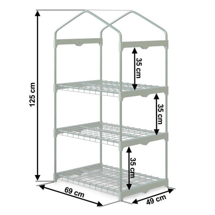 Havedrivhus til planter og grøntsager - 125 x 69 x 49 cm, ideelt til have, altan eller terrasse