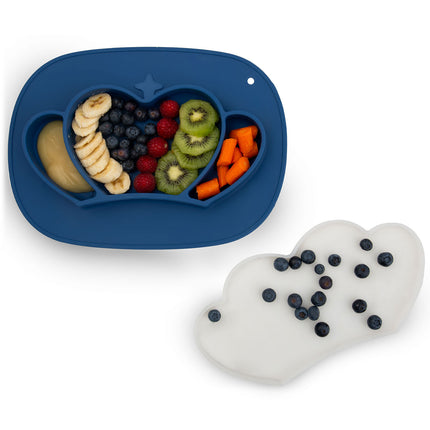 Silikone babytallerken med låg - 100% BPA-fri, opvaskemaskinevenlig og stabil til børn