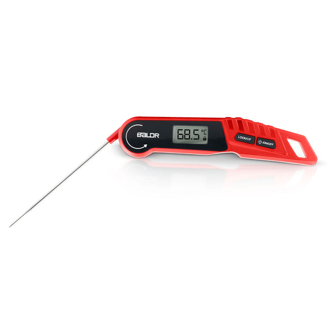 Digitalt stegetermometer med 14 cm foldbar sonde og baggrundsbelyst display