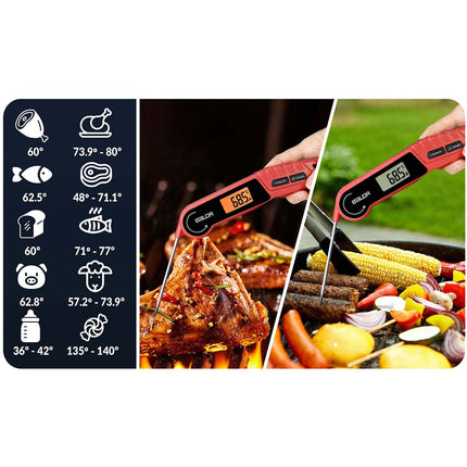 Digitalt stegetermometer med 14 cm foldbar sonde og baggrundsbelyst display