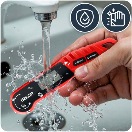 Digitalt stegetermometer med 14 cm foldbar sonde og baggrundsbelyst display