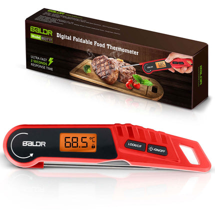 Digitalt stegetermometer med 14 cm foldbar sonde og baggrundsbelyst display