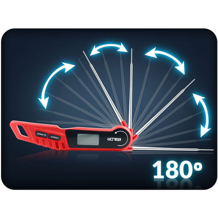 Digitalt stegetermometer med 14 cm foldbar sonde og baggrundsbelyst display