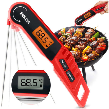 Digitalt stegetermometer med 14 cm foldbar sonde og baggrundsbelyst display