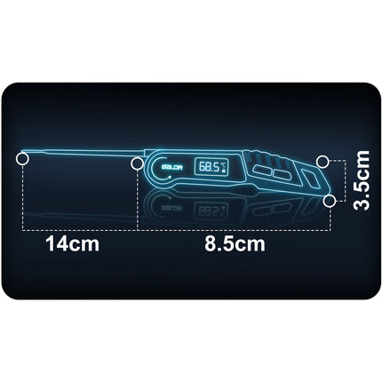 Digitalt stegetermometer med 14 cm foldbar sonde og baggrundsbelyst display