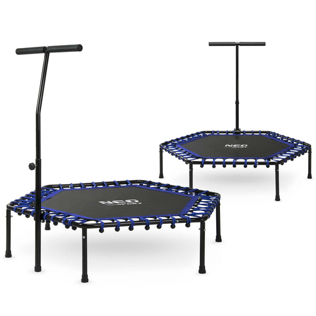 Sekskantet fitness trampolin med håndtag - 127 cm til hjemmebrug og effektiv træning