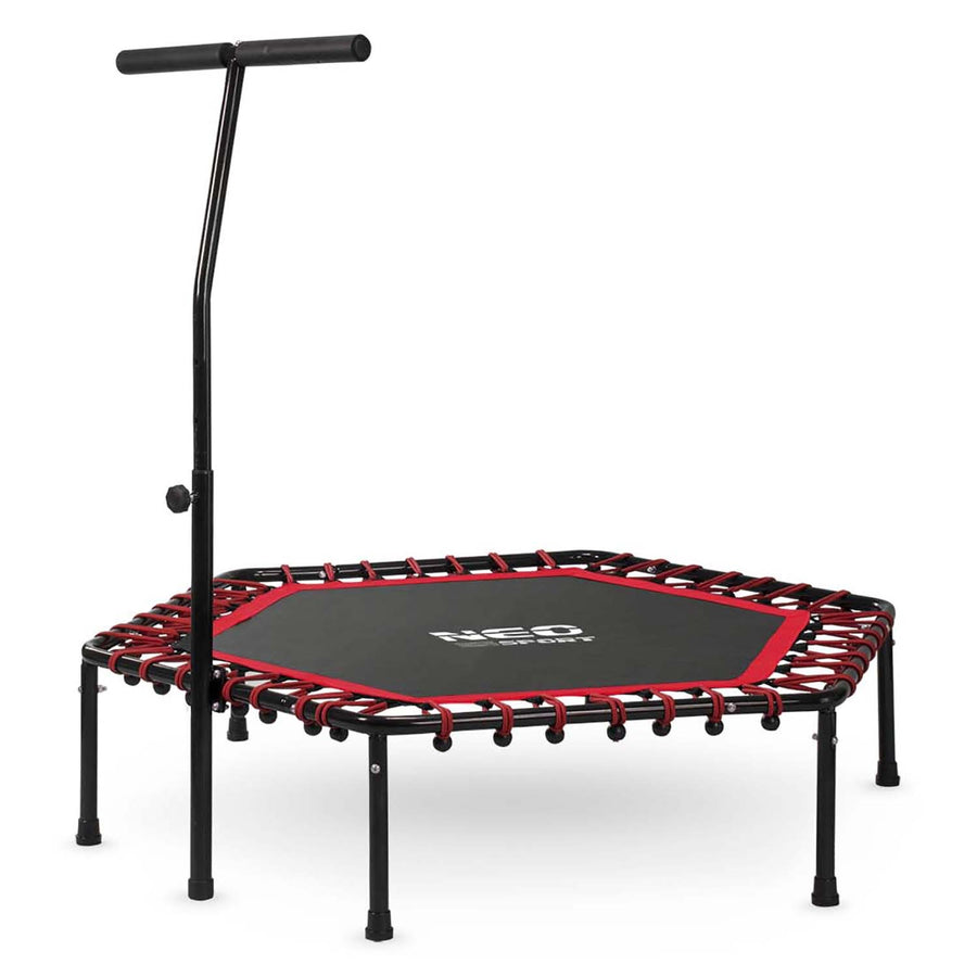 Trampolin til fitness med håndtag - sekskantet 127 cm, ideel til hjemmebrug og kalorieforbrænding