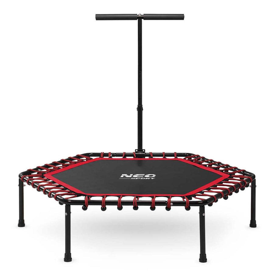 Trampolin til fitness med håndtag - sekskantet 127 cm, ideel til hjemmebrug og kalorieforbrænding