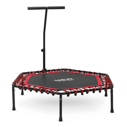 Trampolin til fitness med håndtag - sekskantet 127 cm, ideel til hjemmebrug og kalorieforbrænding