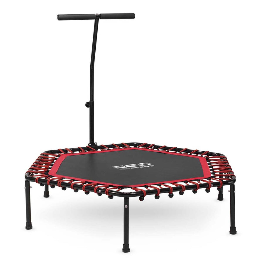 Trampolin til fitness med håndtag - sekskantet 127 cm, ideel til hjemmebrug og kalorieforbrænding