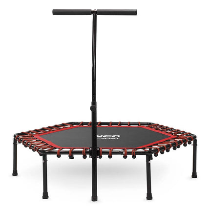 Trampolin til fitness med håndtag - sekskantet 127 cm, ideel til hjemmebrug og kalorieforbrænding