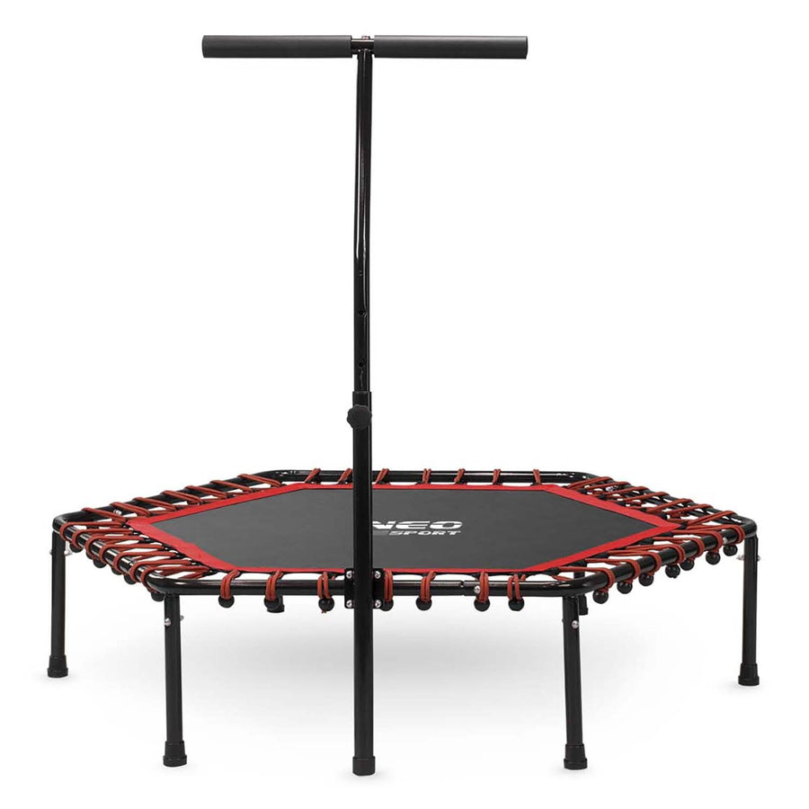 Trampolin til fitness med håndtag - sekskantet 127 cm, ideel til hjemmebrug og kalorieforbrænding