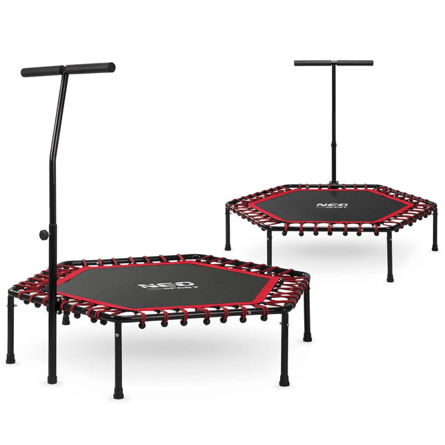 Trampolin til fitness med håndtag - sekskantet 127 cm, ideel til hjemmebrug og kalorieforbrænding