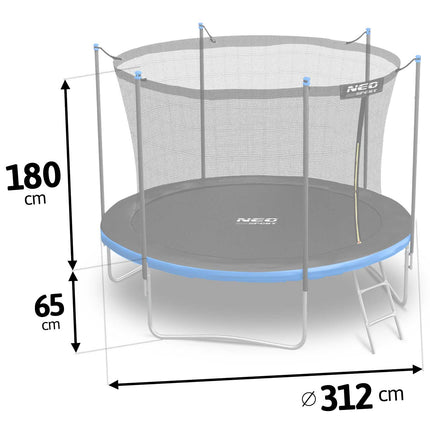 Havetrampolin 312 cm med sikkerhedsnet og metalstige - perfekt til haven