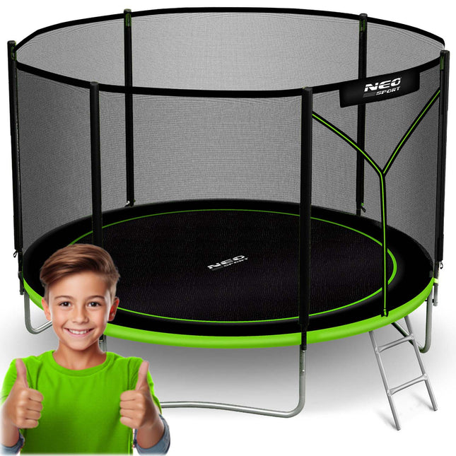 Havetrampolin 312 cm med sikkerhedsnet og metalstige - perfekt til sjov og leg i haven