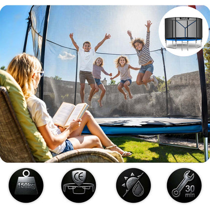 Holdbar havetrampolin 312 cm med sikkerhedsnet og stige - perfekt til sjov og leg i haven
