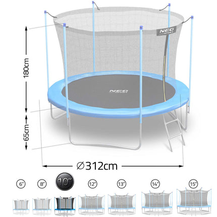 Holdbar havetrampolin 312 cm med sikkerhedsnet og stige - perfekt til sjov og leg for hele familien