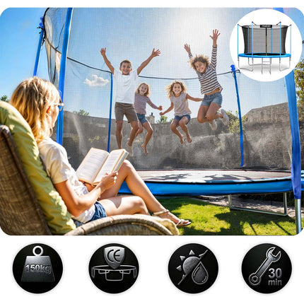 Havetrampolin 312 cm (10 ft) med indvendigt sikkerhedsnet, stige og 3 dobbelte ben