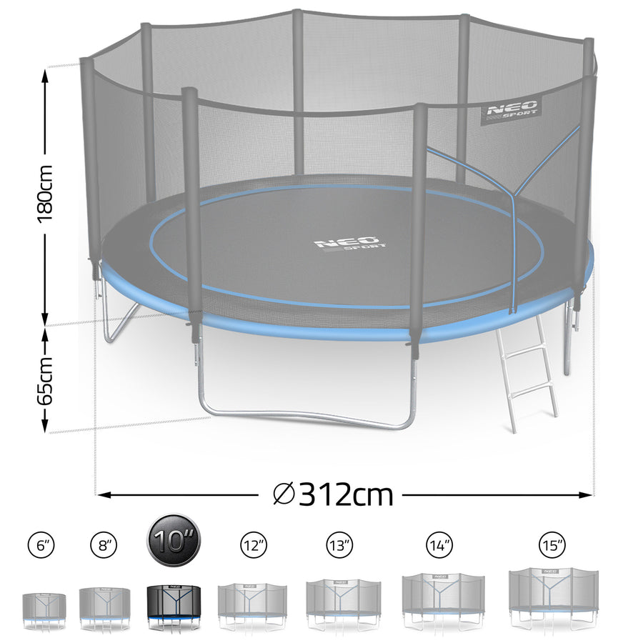 Holdbar havetrampolin 312 cm med sikkerhedsnet og stige - perfekt til sjov og leg i haven