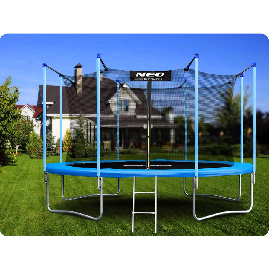 Havetrampolin 374 cm med sikkerhedsnet og metalstige - perfekt til haven