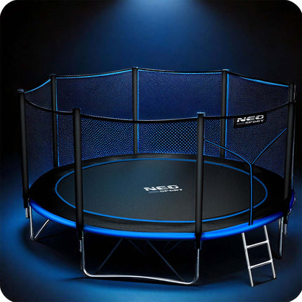 Havetrampolin 374 cm med sikkerhedsnet og metalstige - perfekt til haven