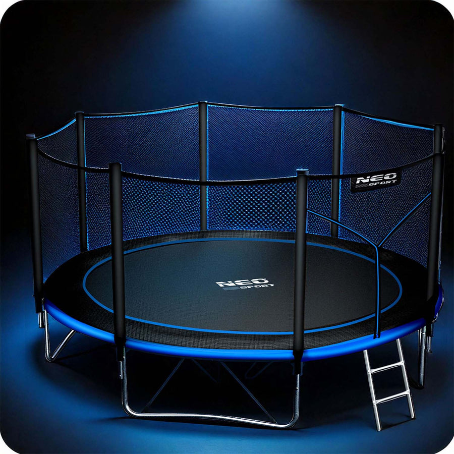 Havetrampolin 374 cm med sikkerhedsnet og metalstige - perfekt til haven