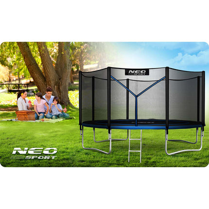 Havetrampolin 374 cm med sikkerhedsnet og metalstige - perfekt til haven